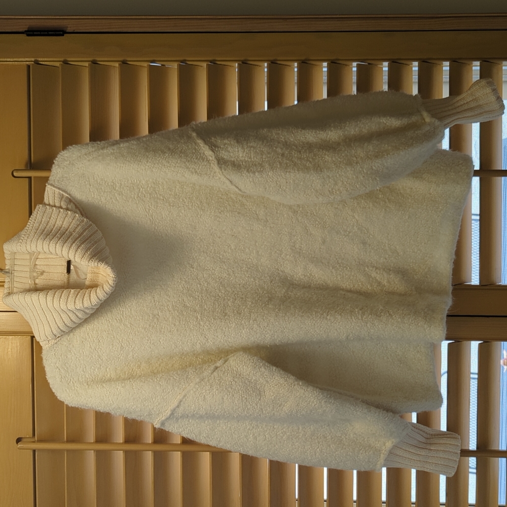 Free People White Sherpa Chunky Sweater
